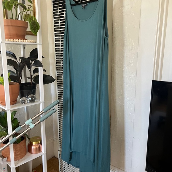 EUC Eileen Fisher Woman Teal High Low Flawless Sleeveless Maxi Dress Size 2X - Picture 3 of 10